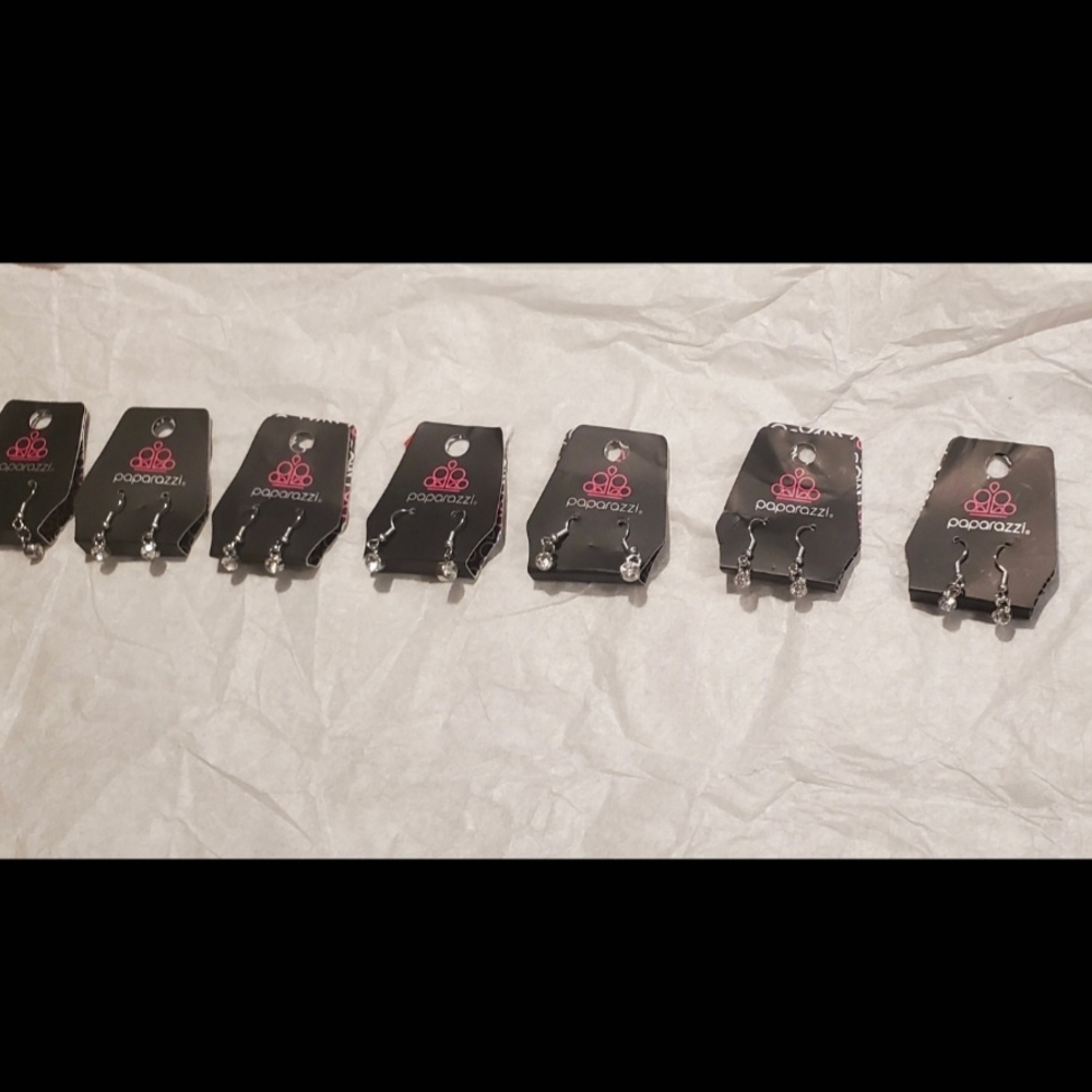 7 Pair Of Silver Bling Earring Great For A Wedding Party